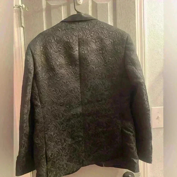 Vinci Philosophy black evening formal wedding vest & jacket with raised design - Picture 7 of 16